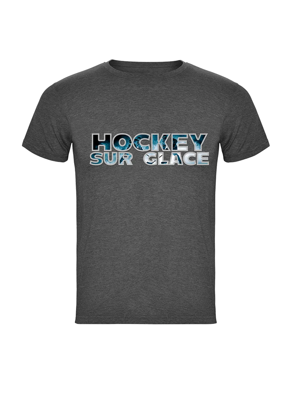 T-shirt DARK HEATHER inscription HOCKEY SUR GLACE