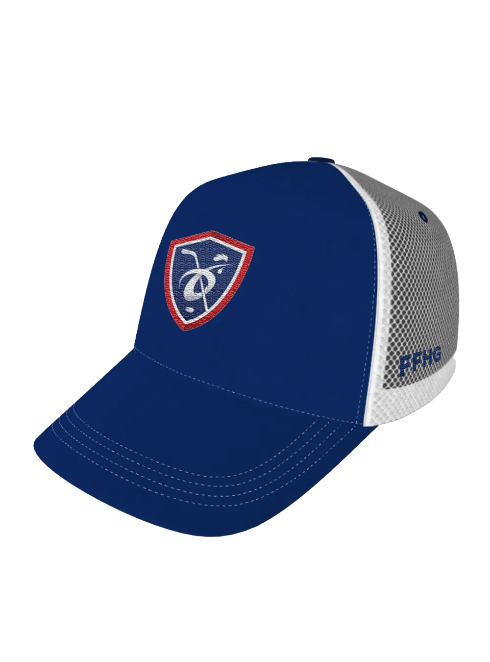 Casquette Trucker BLEU et BLANC Blason FFHG PVC